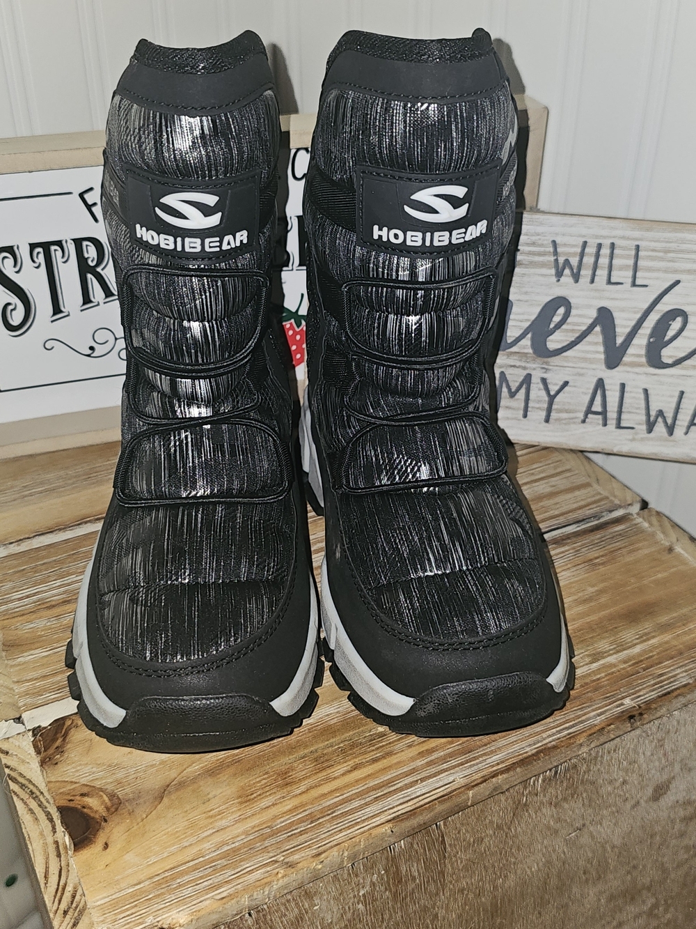 HOBIBEAR Kids Black Winter Waterproof Boots